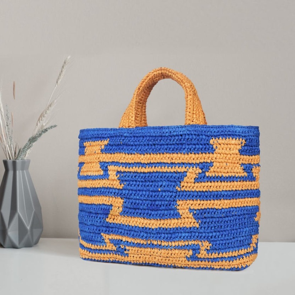 Rodeo Bar Style Rustic Raffia Aztec Tote